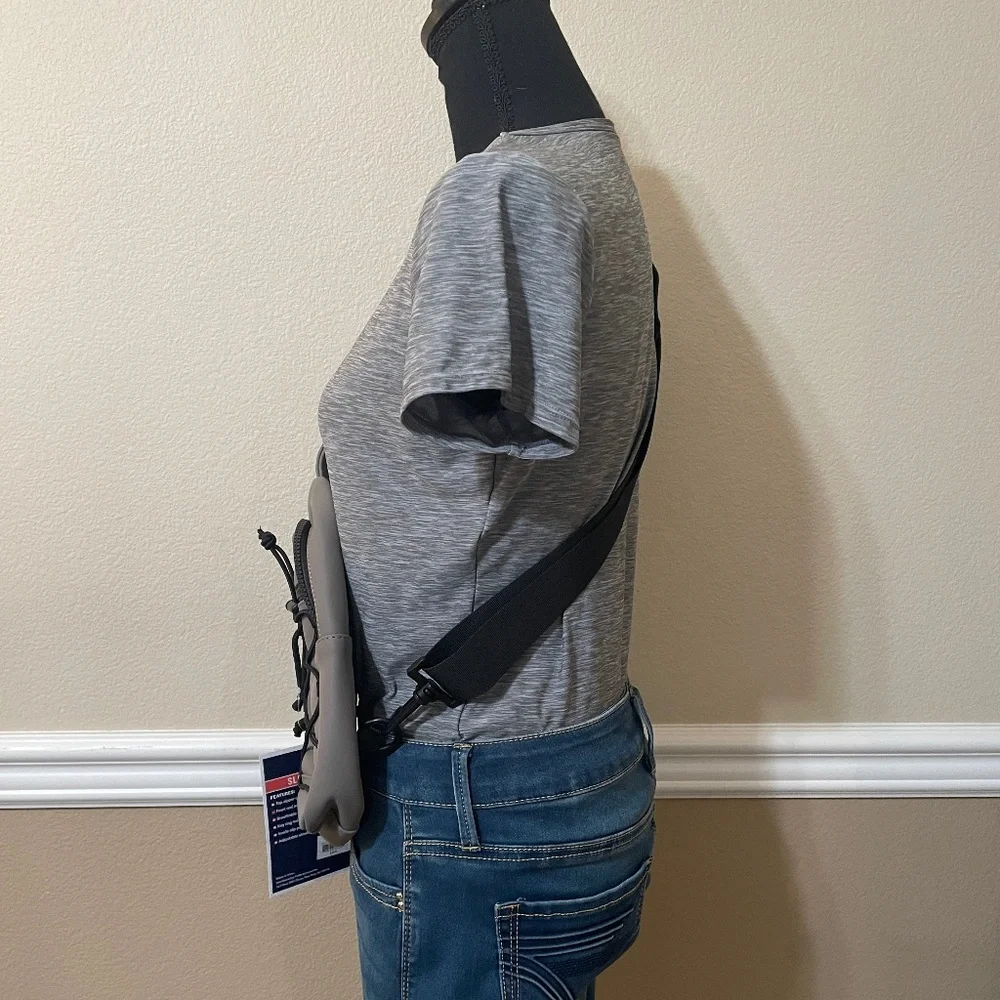 NWT DUCHAMP Versatile Unisex Rubberized Utility Sling Bag - Color: Taupe/Gray - Picture 2 of 14